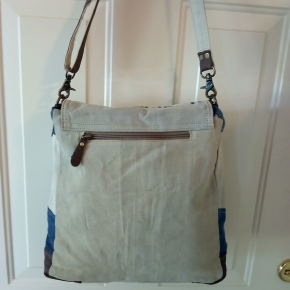 NWT Myra Bag Co Denim & Leather Shoulder Bag - Picture 6 of 9